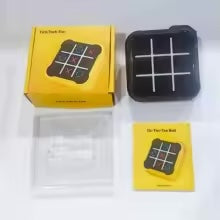 Red electronic Tic Tac Toe game, a portable and engaging educational toy for problem solving and memory.