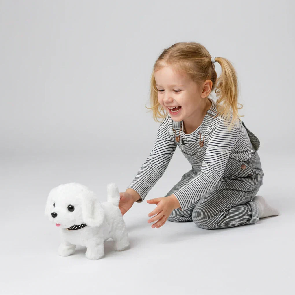 Realistic electronic walking dog toy for kids, barks & moves, an interactive playtime companion.