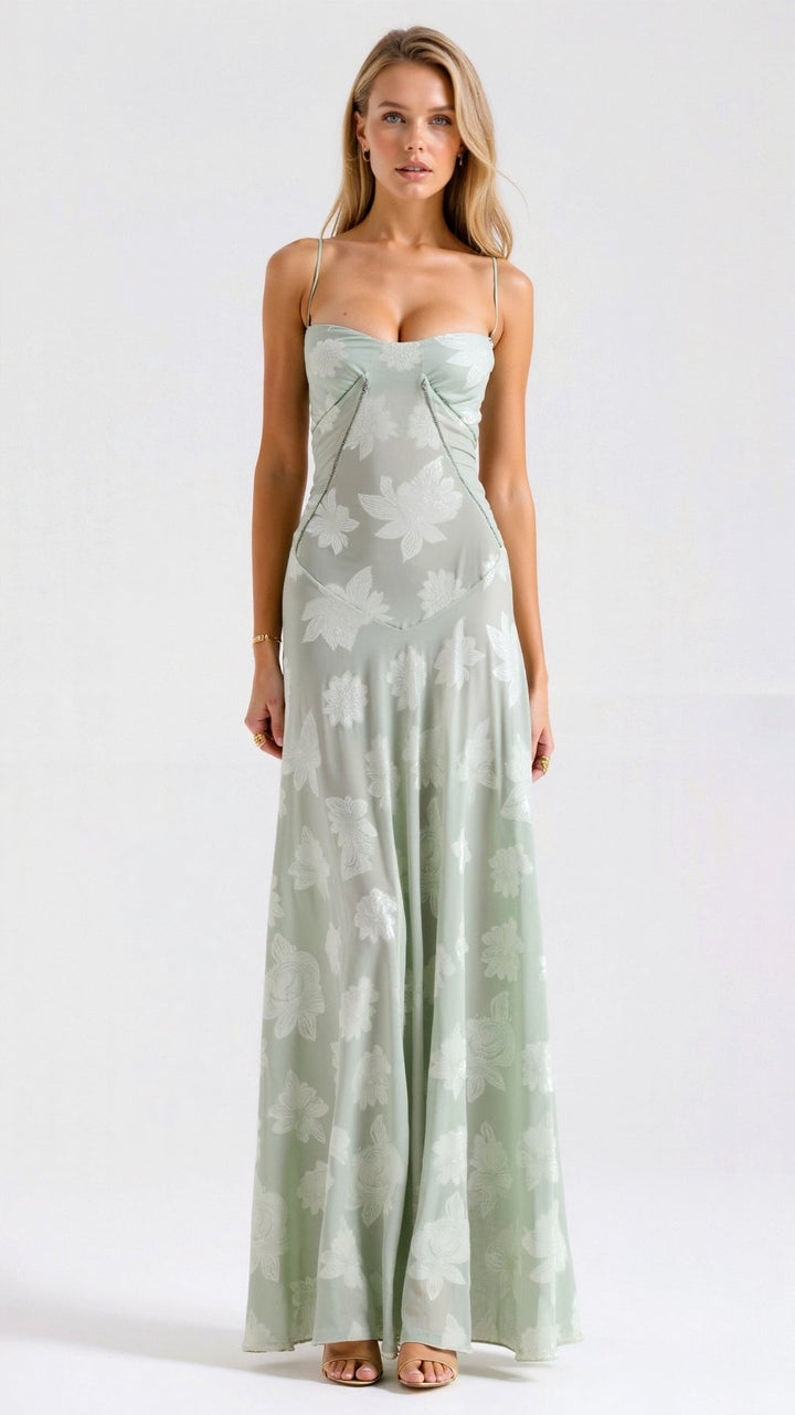 Pink strap maxi dress for women, an elegant evening gown for wedding guests or formal parties.