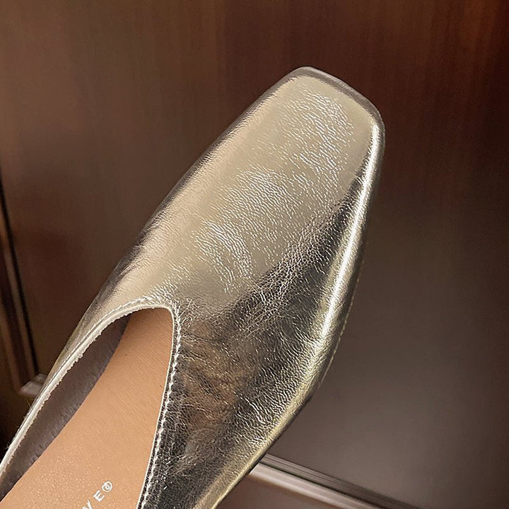 Soft leather women's square toe slip-on flats, providing ultimate comfort for casual summer days.