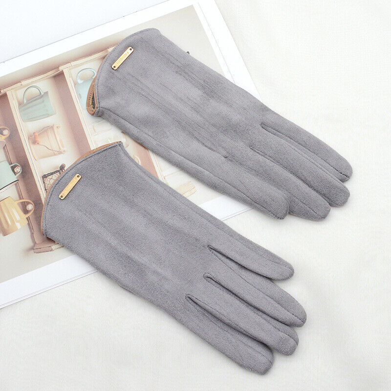 Versatile gray women's winter gloves with touchscreen capability.