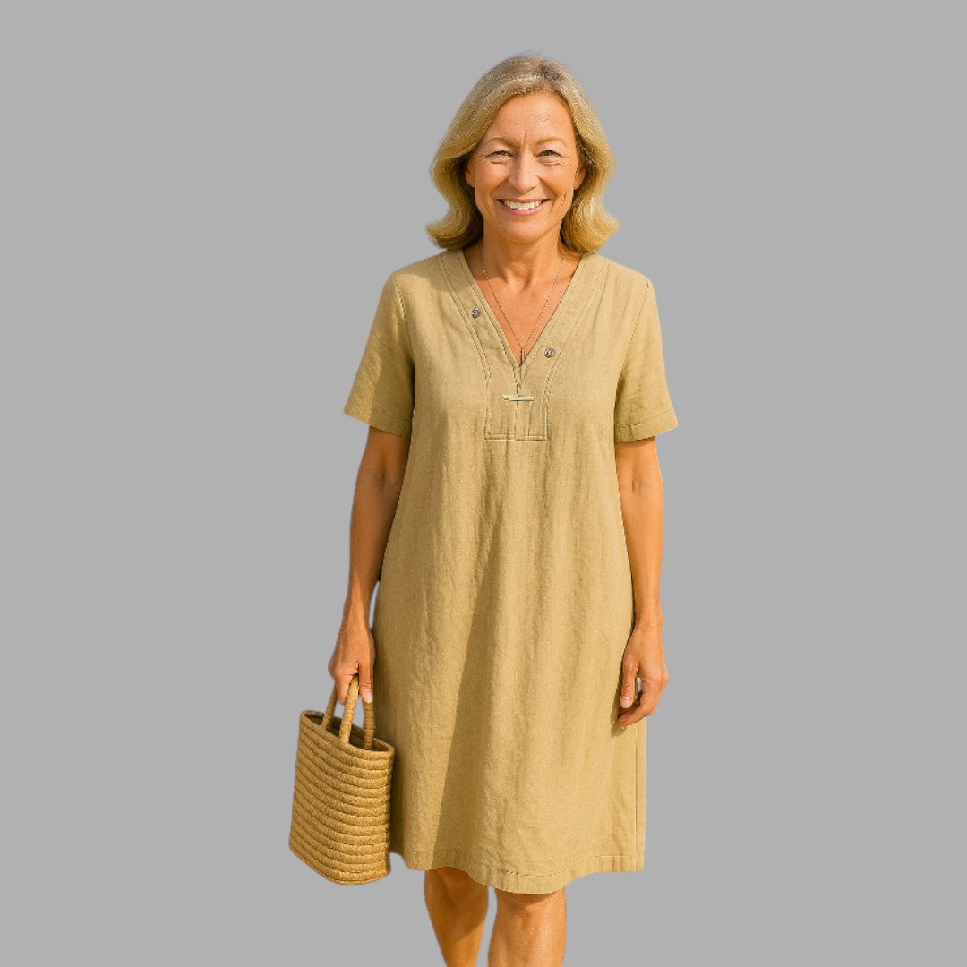 Versatile women's long midi dress in a vibrant blue, offering elegant comfort and a flattering silhouette.