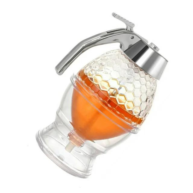 High-quality clear plastic drip-free honey dispenser. Elegant breakfast accessory & kitchen tool for any home.