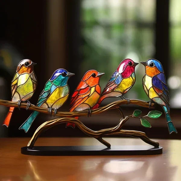 Decorative glass bird figurine, a unique and elegant home accent or art sculpture gift.