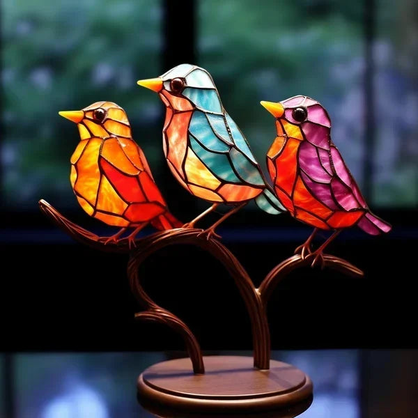 Beautiful colored glass bird sculpture, an elegant decorative home figurine and unique art piece.