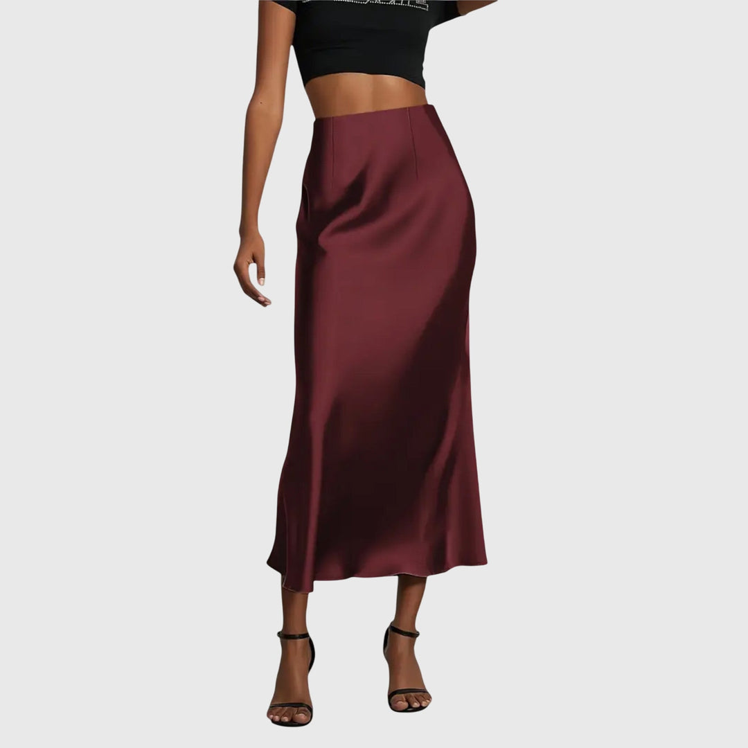 Elegant women's high waist maxi skirt with a flattering bias cut, offering versatile fashion options.