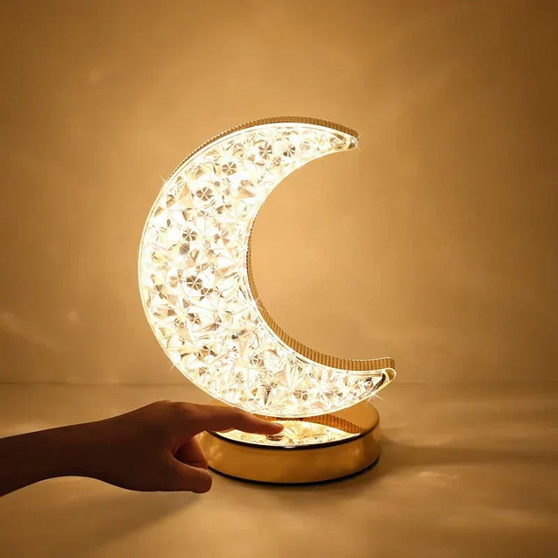 Elegant crystal dimming table lamp for luxurious home decor. Perfect ambient LED light for living room or bedroom.