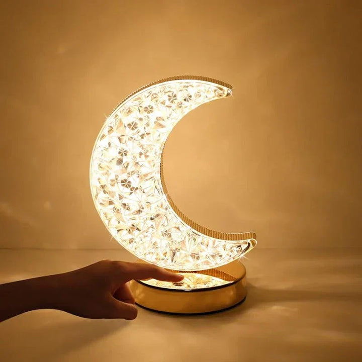 Elegant crystal dimming table lamp for luxurious home decor. Perfect ambient LED light for living room or bedroom.