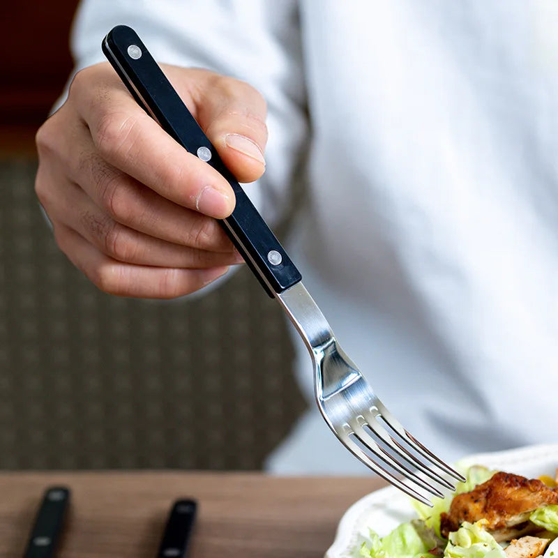 Stylish 24-piece engraved stainless steel tableware for your home kitchen.