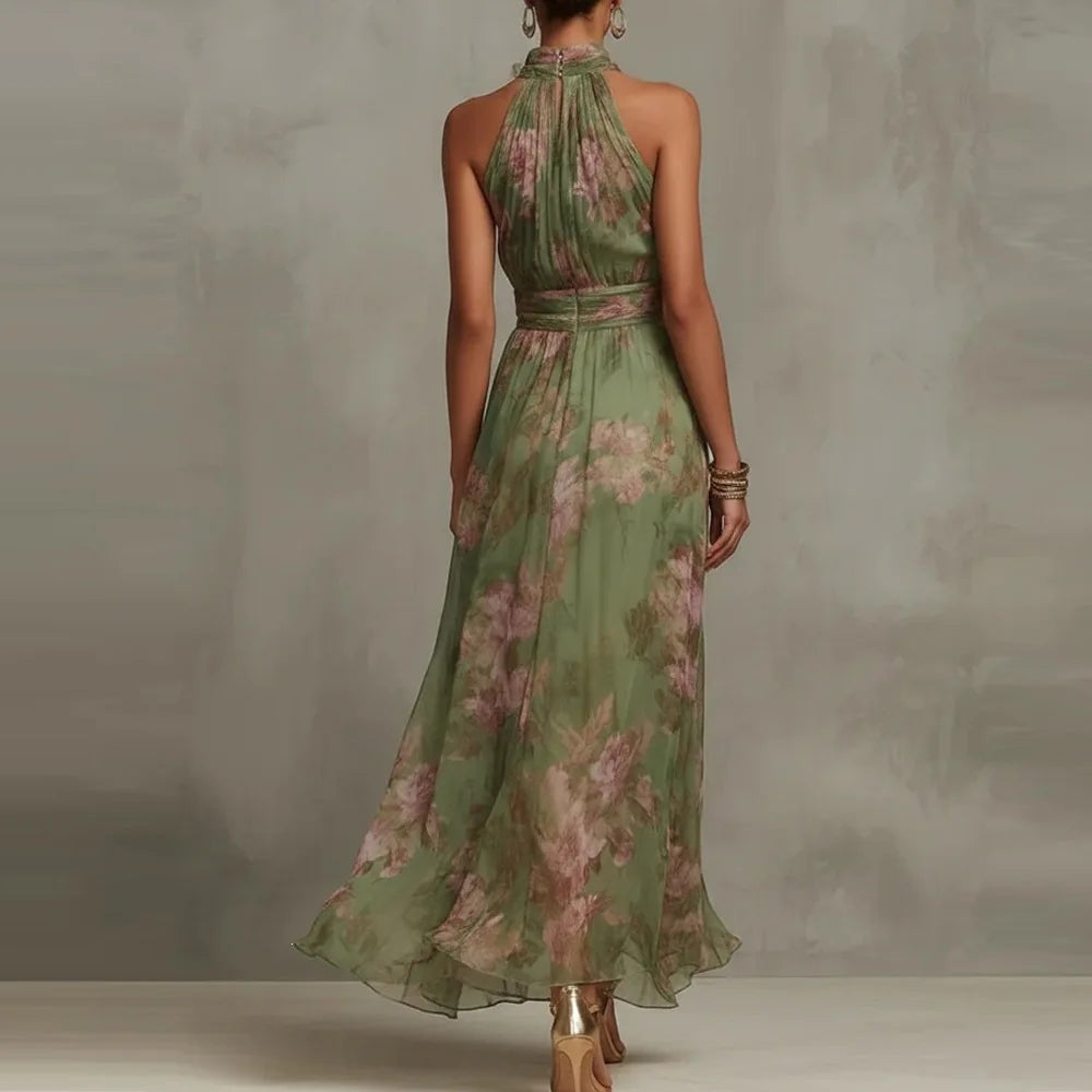 Beautiful floral maxi formal dress for women, elegant and perfect for wedding guests or summer events.