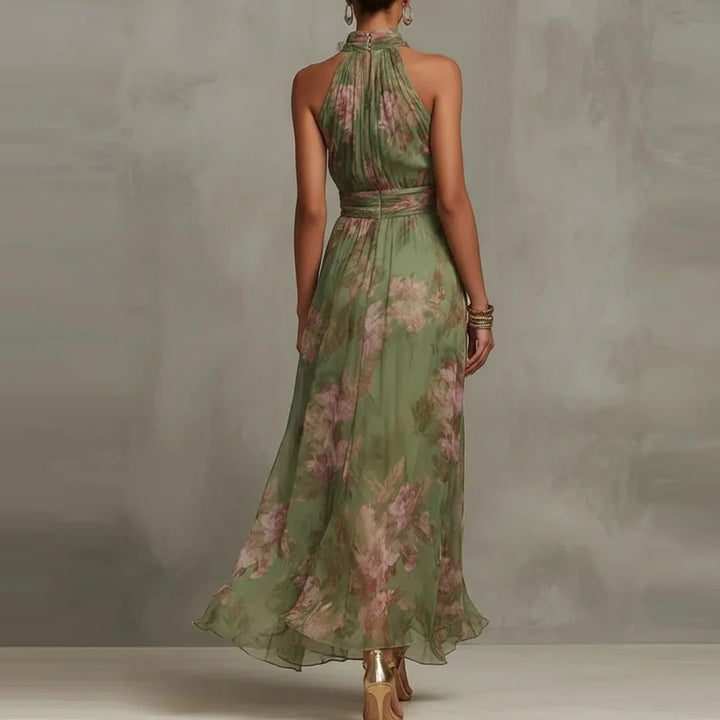 Beautiful floral maxi formal dress for women, elegant and perfect for wedding guests or summer events.