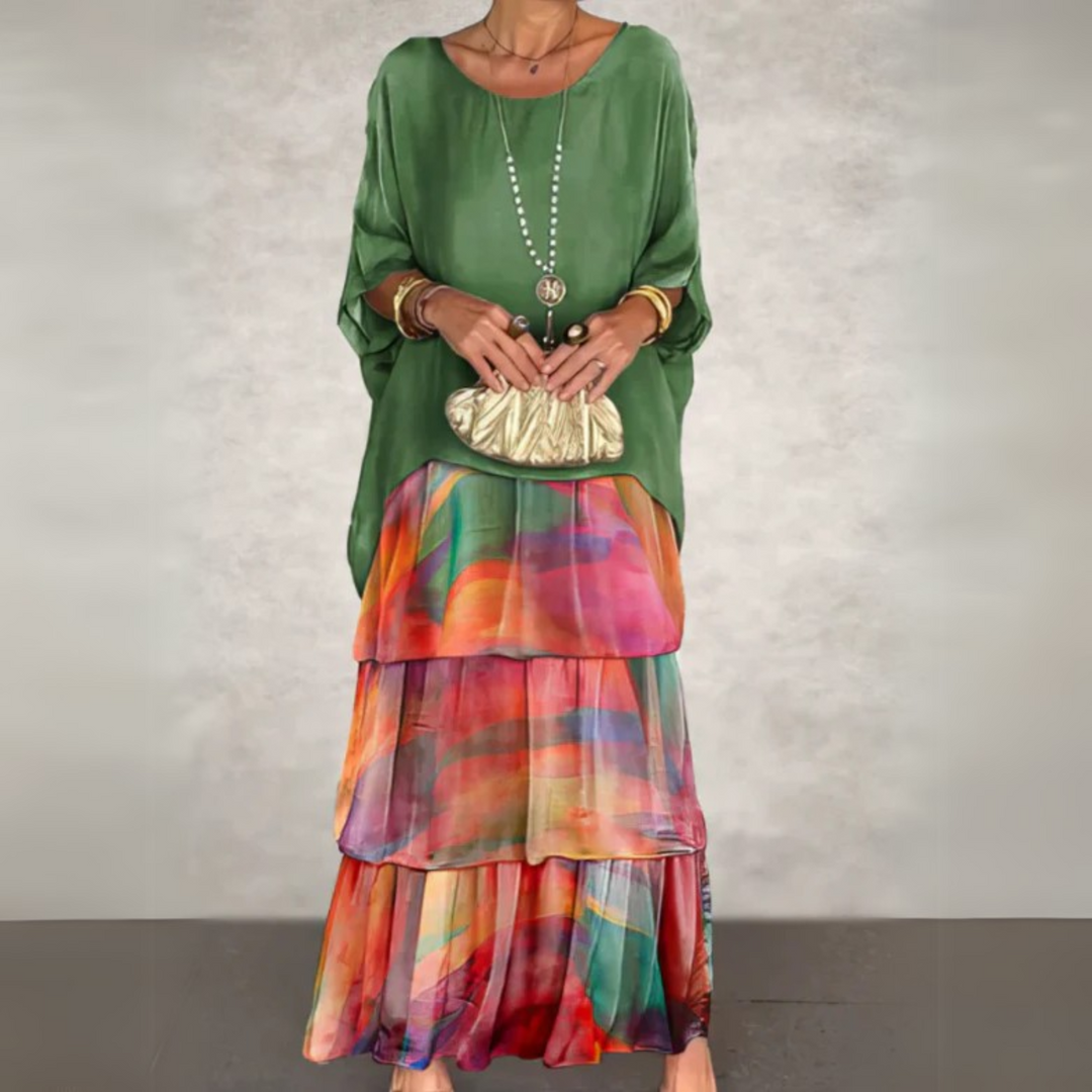 Elegant flowing maxi dress for women, perfect for summer parties or evening wear.