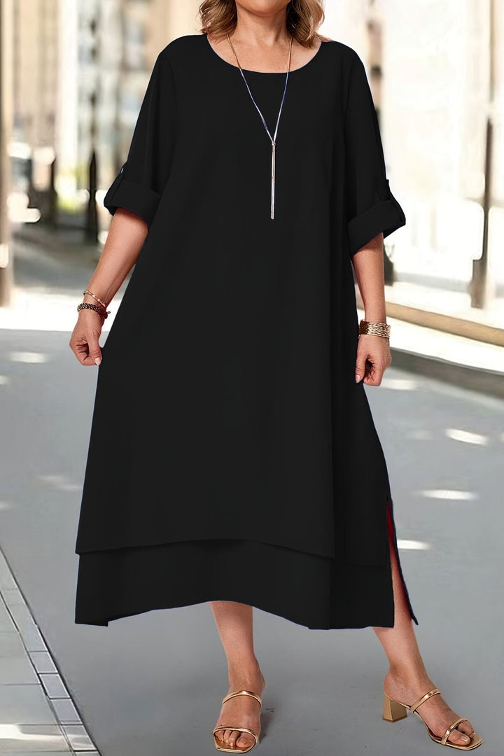 Comfortable & elegant flowing maxi dress for women, sophisticated formal wear.