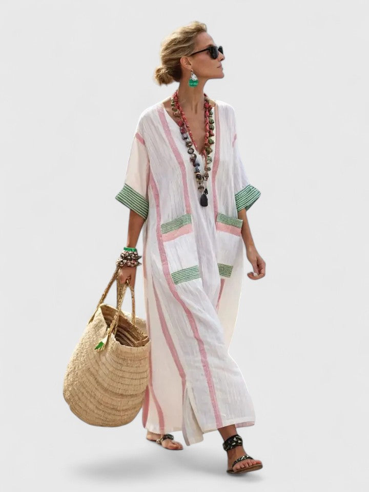Elegant flowy maxi dress for women, perfect for effortless style. Versatile summer/spring long dress.