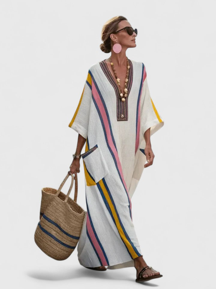 Comfortable women's long maxi dress with elegant flowy design. Perfect for spring & summer fashion.