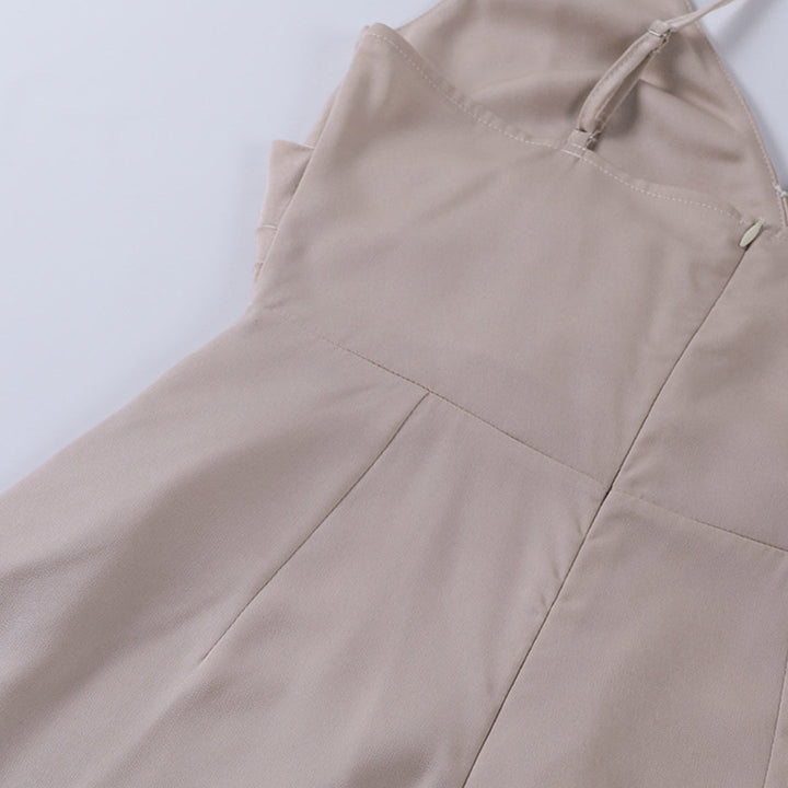 Women's flowy elegant maxi dress, a chic V-neck style for summer evenings and fashion.