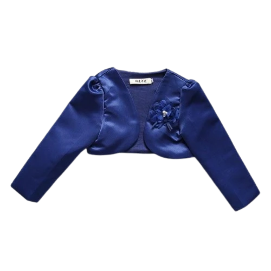 Girls' long sleeve flower bolero jacket, a stylish kids' outerwear for elegant occasions