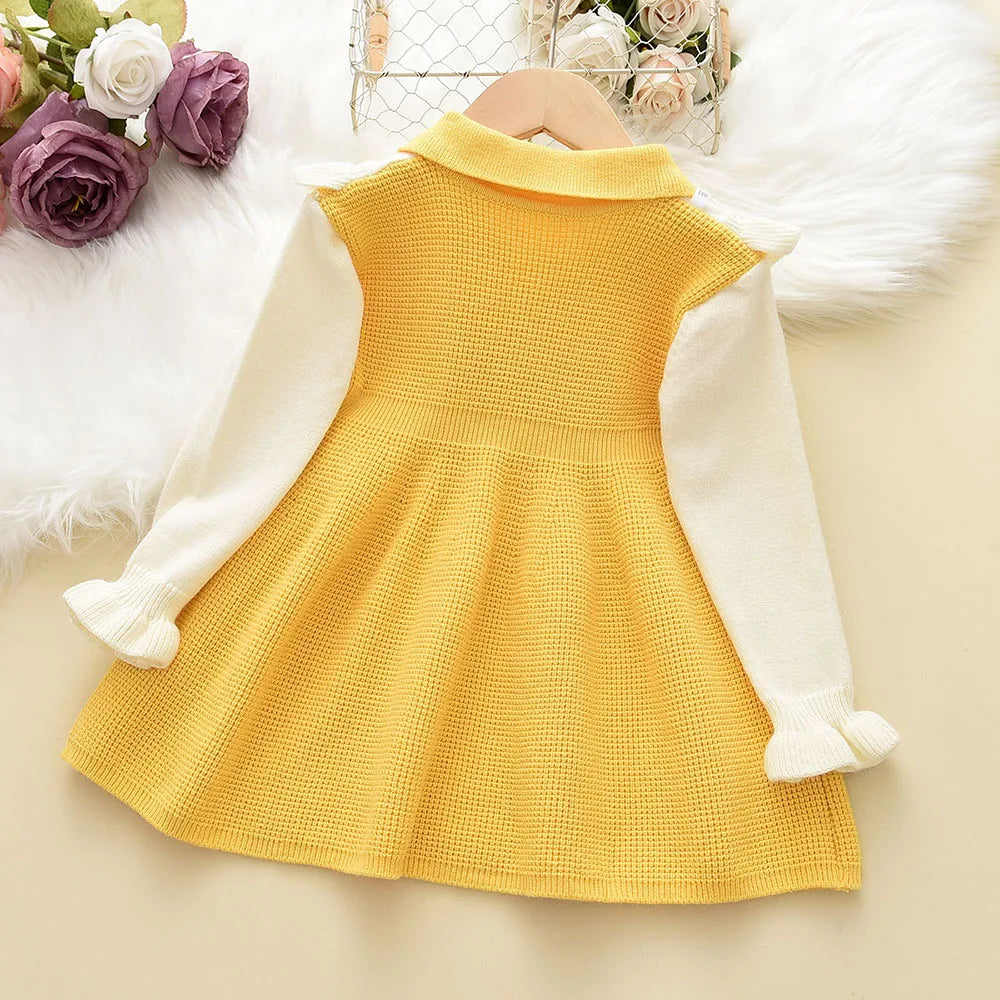 Girls' fall and winter dress, a lovely pink ruched sweater dress with a comfortable fit