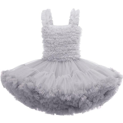 Adorable baby girl's summer outfit: pink striped ruffle princess dress with a soft mesh tutu