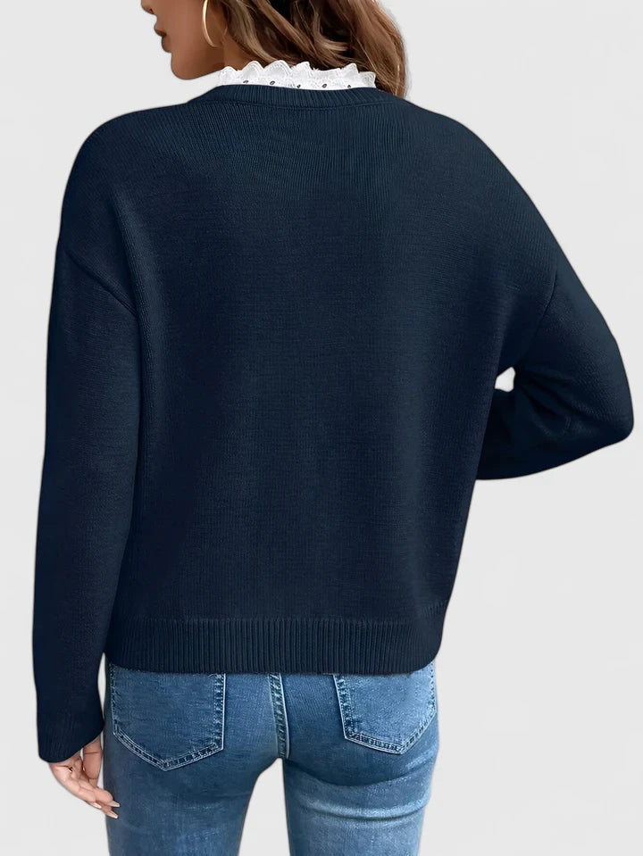 Modern chic women's blouse, a long sleeve elegant top for versatile styling, great for casual comfort or office.