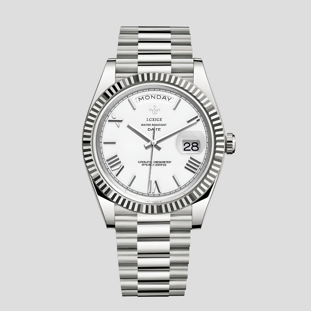 Elegant men's classic wristwatch with clear date display, perfect for formal & casual wear. Durable men's timepiece.