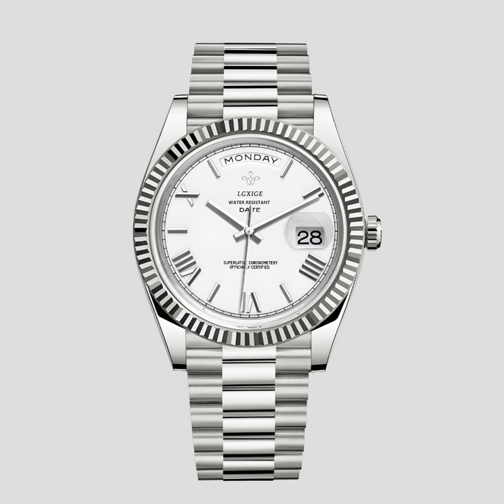 Elegant men's classic wristwatch with clear date display, perfect for formal & casual wear. Durable men's timepiece.