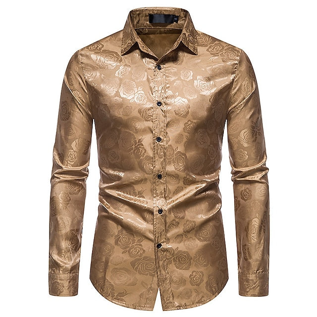 High-quality men's glossy long sleeve event shirt. Elegant and comfortable for special occasion and evening wear.