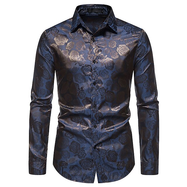 Sophisticated men's long sleeve glossy shirt. A key piece for elegant formal wear & modern men's fashion looks.