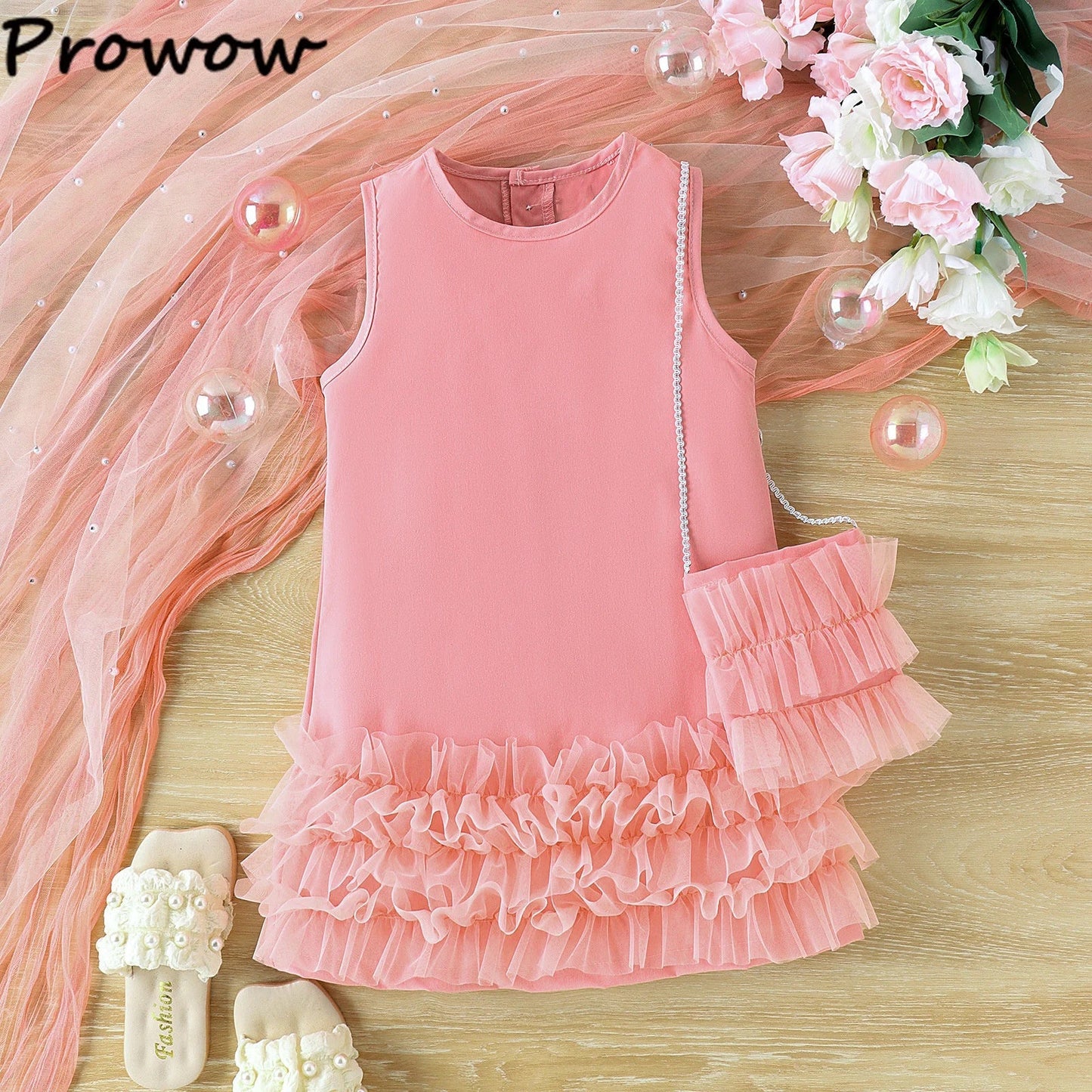 Yellow toddler princess party dress with shoulder bag, an elegant children's clothing option