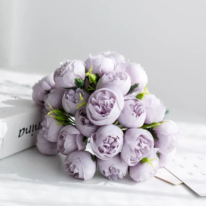 Beautifully crafted realistic silk peonies bouquet, adding timeless elegance to any decor setting.