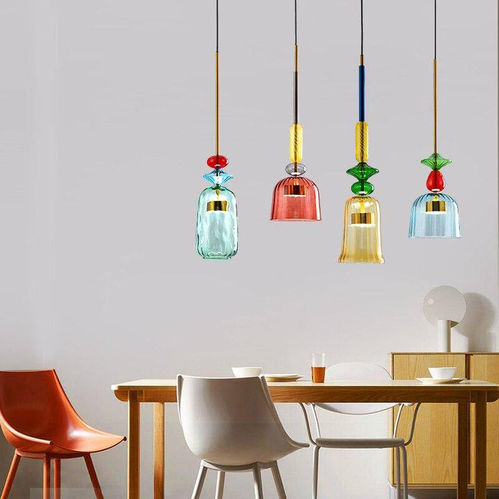 Stylish Sofia ceiling lamp with vibrant colored glass, ideal for modern home decor.