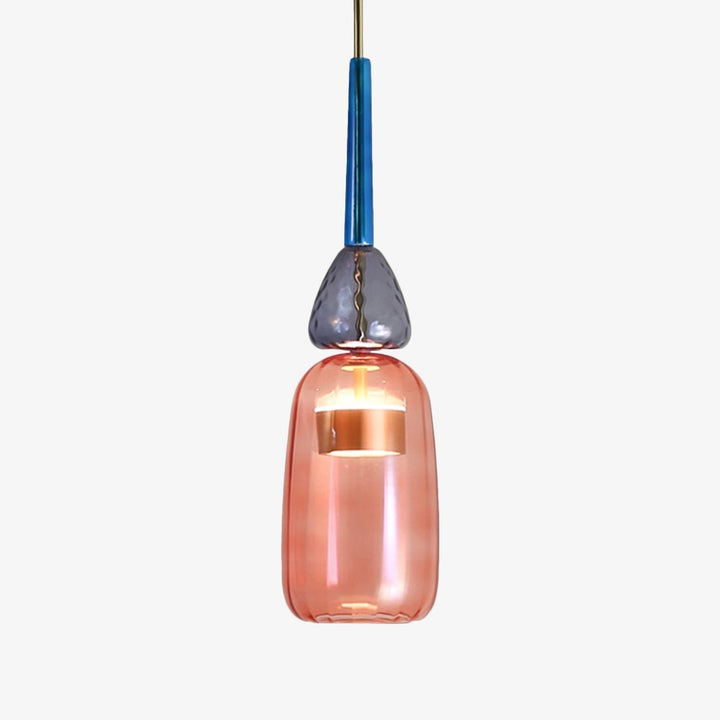 Elegant Sofia ceiling lamp with intricate colored glass, a focal point for contemporary homes.