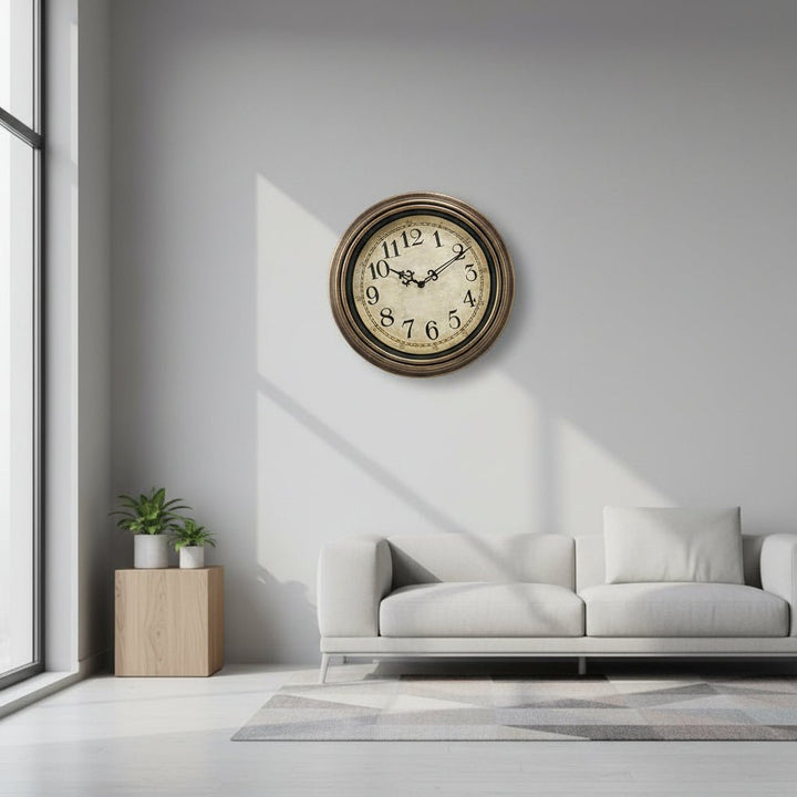 Elegant Timeless Wall Clock with silent quartz movement, perfect for modern home decor in living room or office.
