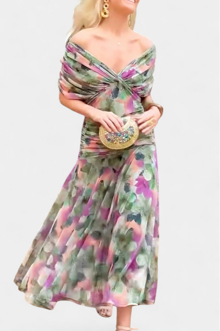 Chic sleeveless V-neck maxi dress for women, a sophisticated evening gown for special occasions.