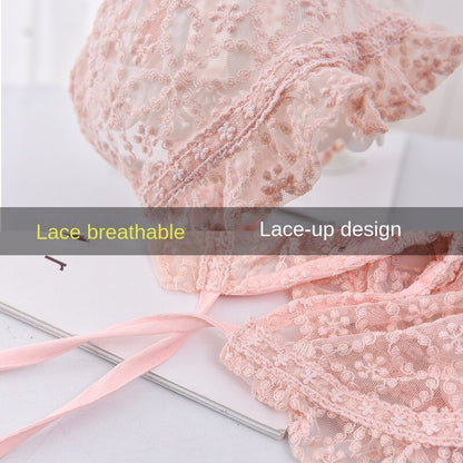 Beautiful white lace flower bonnet, ideal for newborn baby girls' spring and summer fashion.