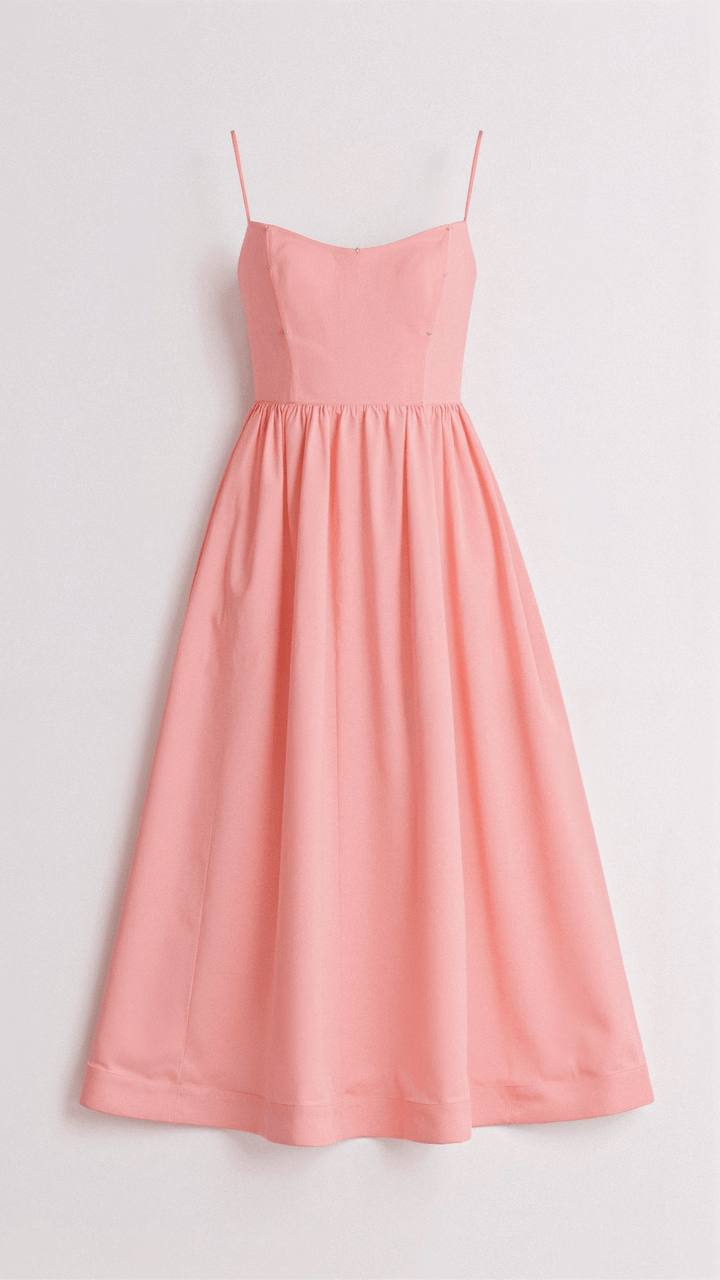 Women's versatile A-line midi dress with spaghetti straps, great for spring/summer occasions.