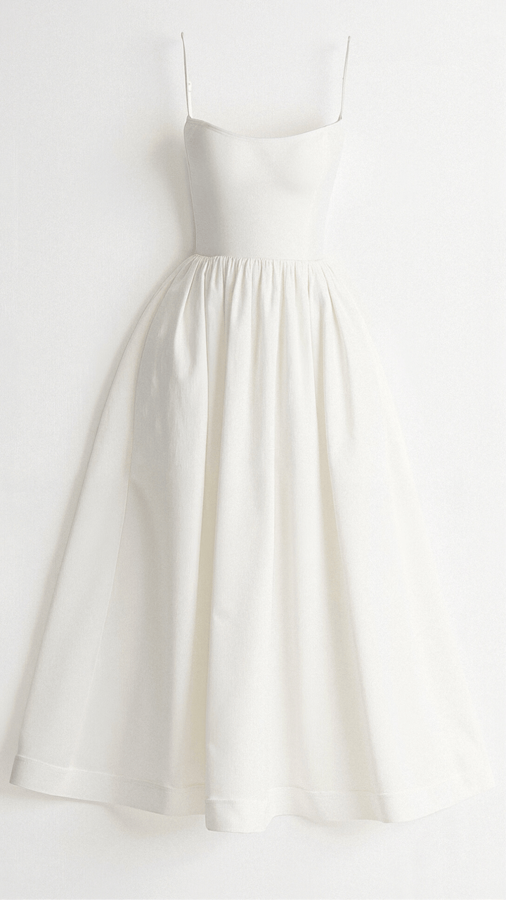 Women's elegant A-line midi sundress, perfect for summer parties & special events.