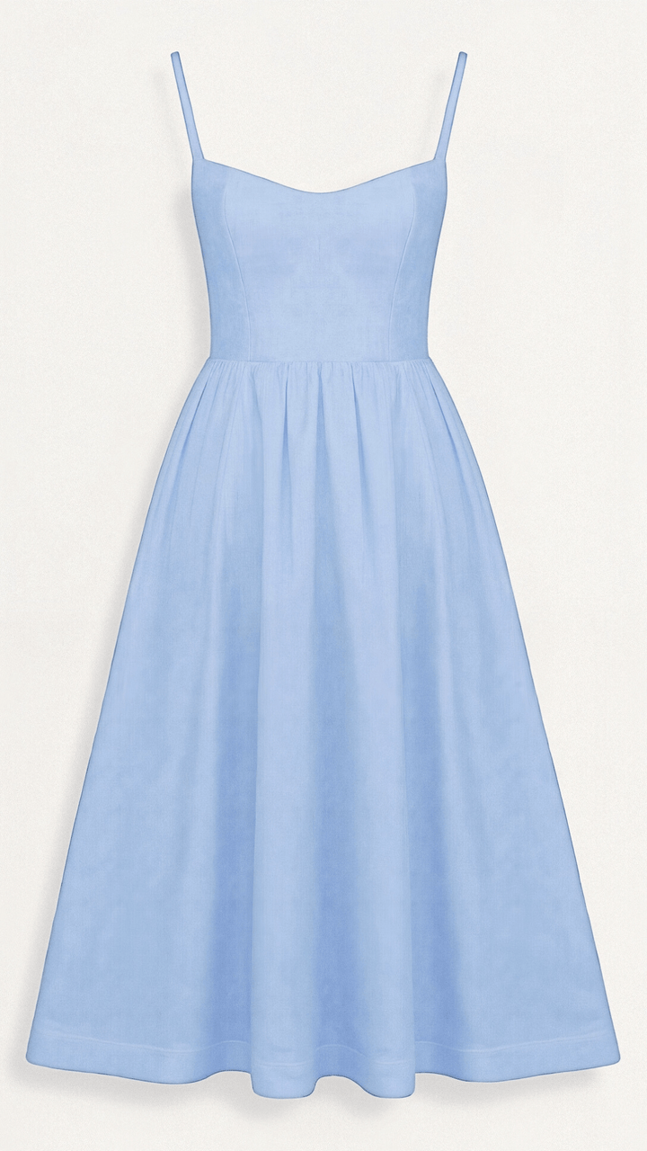 Elegant women's A-line midi dress, a chic choice for spring/summer party wear.