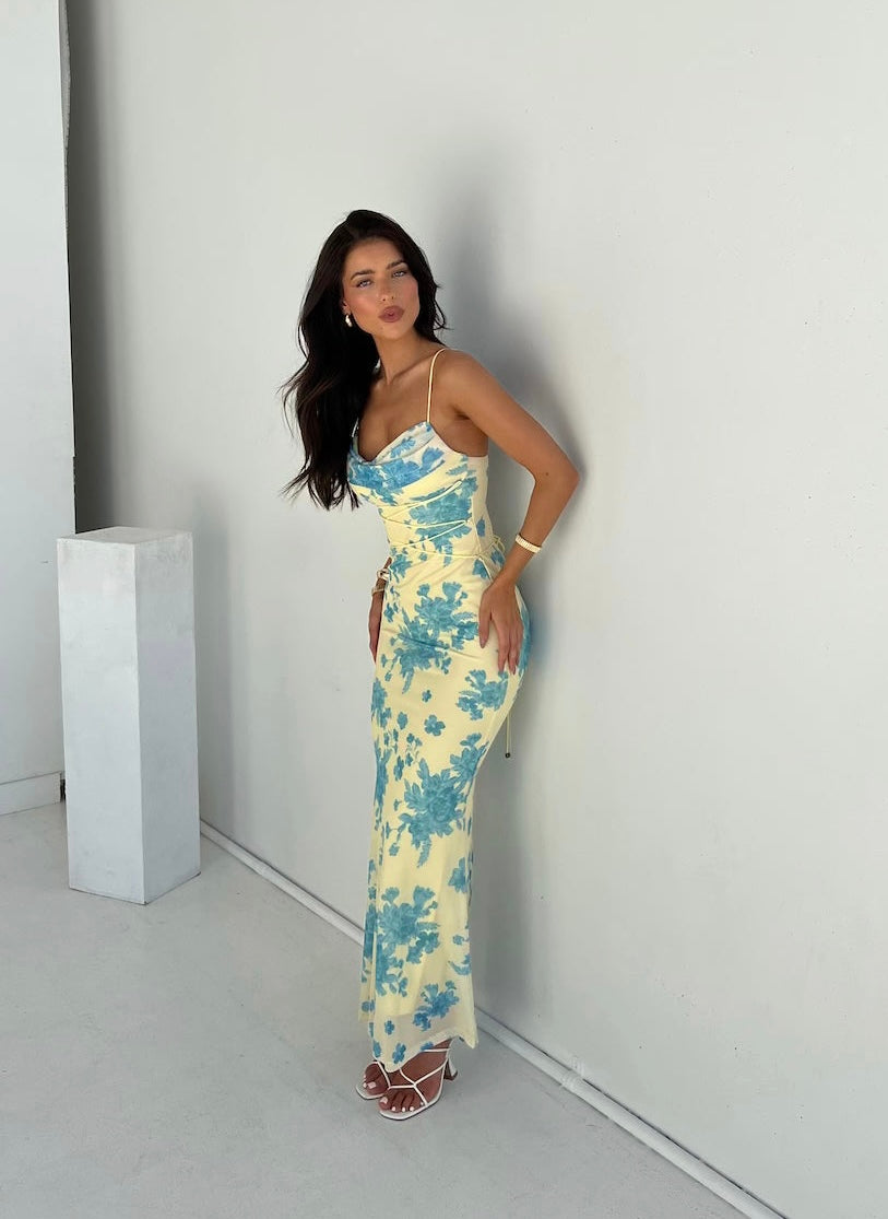 Elegant women's Annabelle floral maxi dress, perfect for wedding guests & summer special occasions. Sleeveless & comfortable.