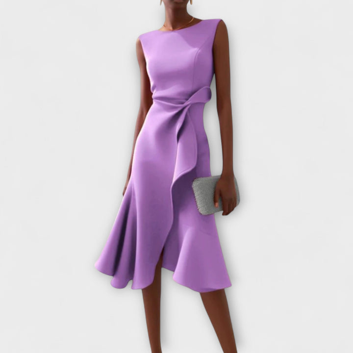 Comfortable & elegant asymmetric midi dress for women. Perfect as a party dress, evening wear or special occasion.
