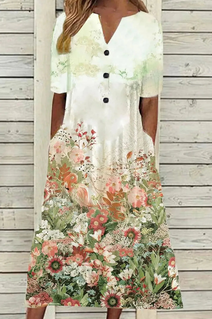 Stylish women's summer midi dress, elegant & belted. Flattering ladies fashion, perfect for any occasion.