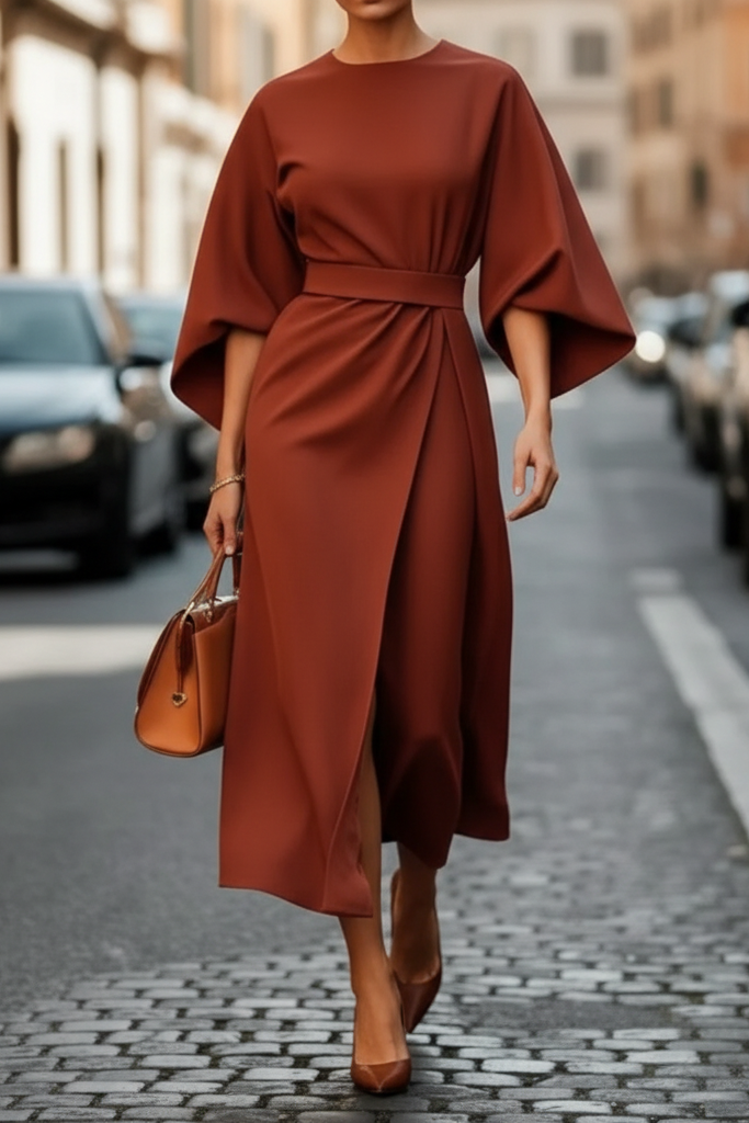Elegant women's black cocktail midi dress with a flattering fit, perfect for evening parties & special occasions.