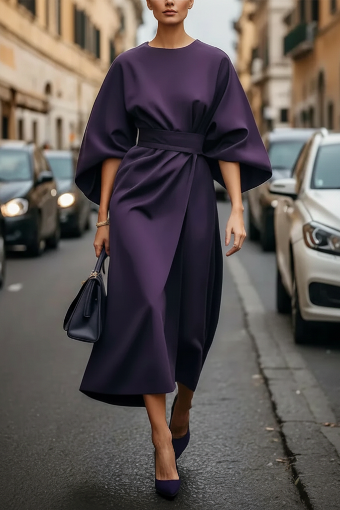 Women's flattering cocktail dress, an elegant midi for evening events. Perfect for parties & formal gatherings.