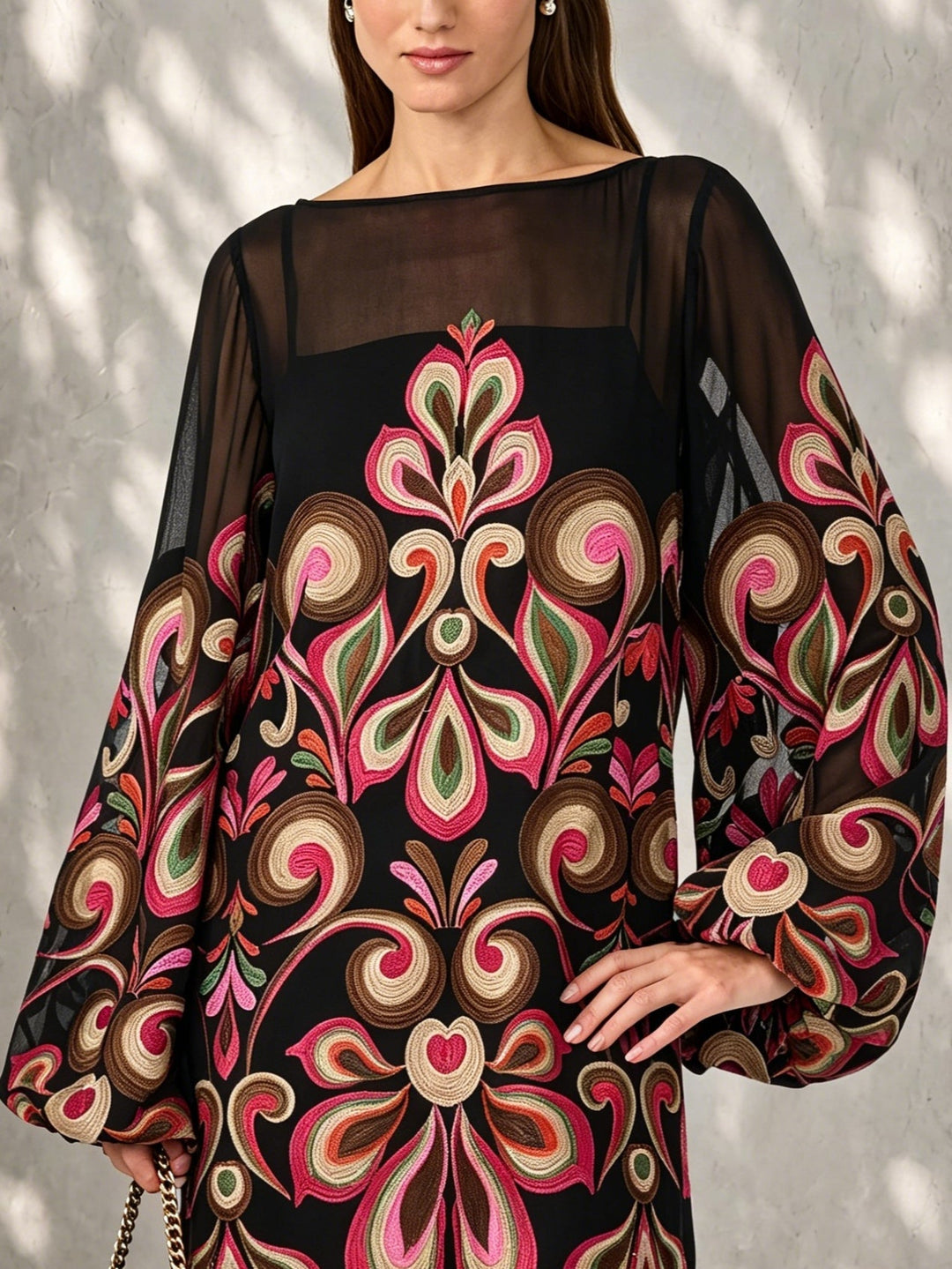 Women's elegant black floral mini dress, perfect for evening & cocktail events. Features a sophisticated design.
