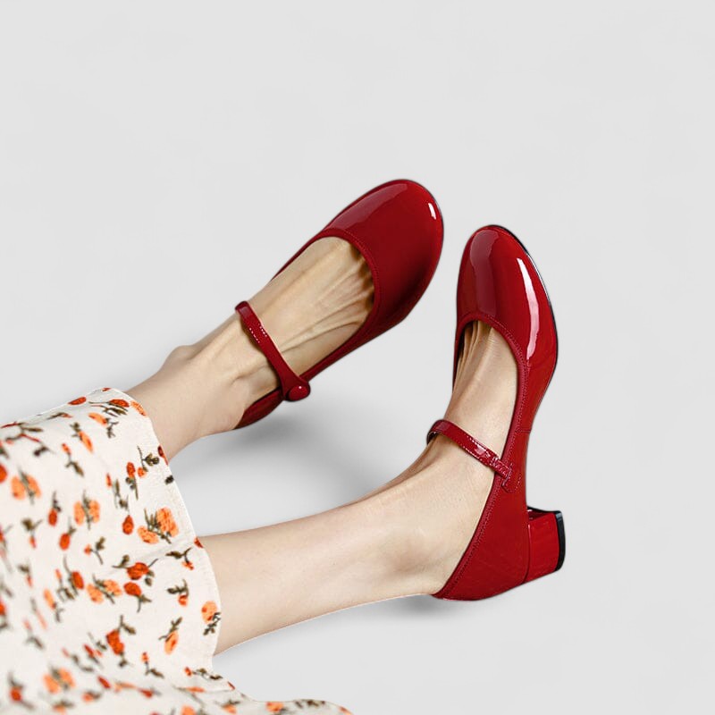 Versatile patent Mary Jane heels for women, perfect for work or dinner with a stable block heel & round toe.