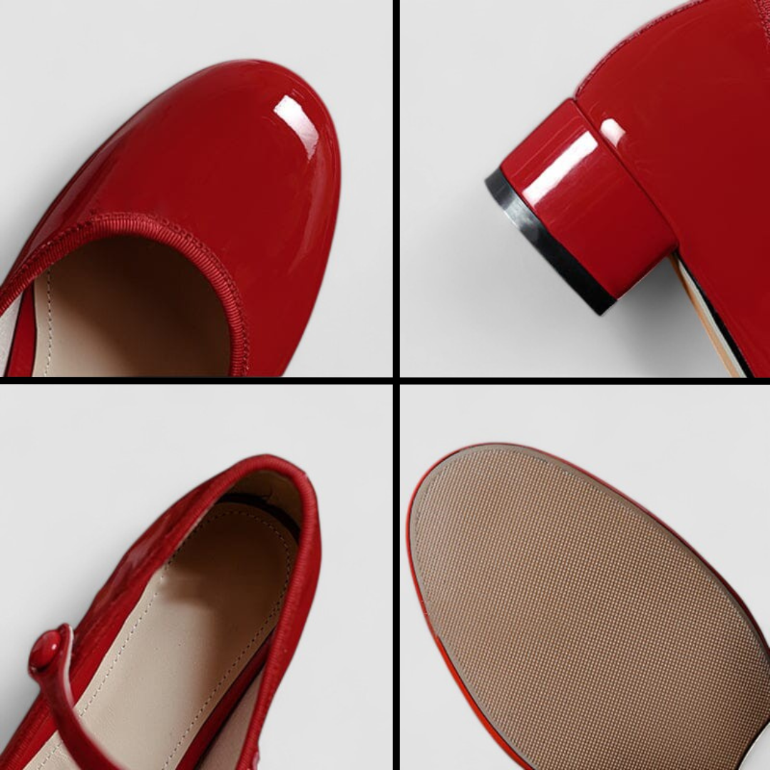 Versatile women's elegant patent Mary Jane shoes with a block heel and round toe, perfect for office or evening events.