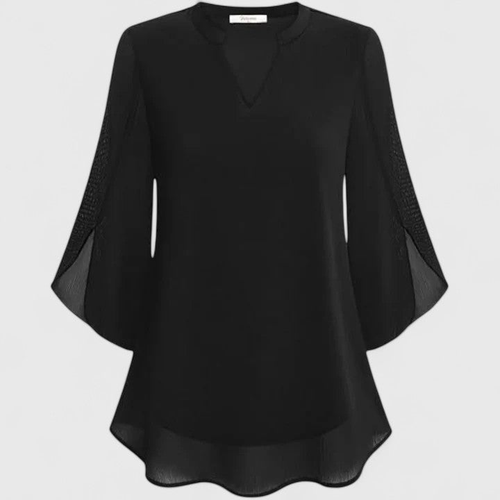 Elegant women's blouse, perfect for office wear or chic evening events. Versatile long sleeve top.