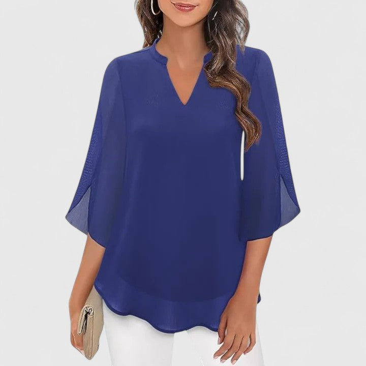 Professional women's blouse, a stylish and sophisticated long sleeve top for work & formal settings.