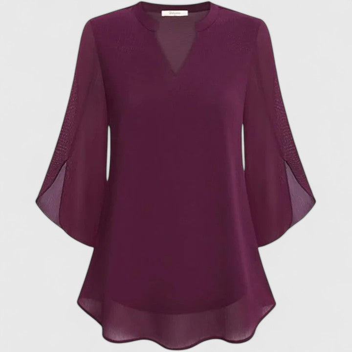 Sophisticated women's long sleeve blouse, ideal for professional office wear & modern work environments.