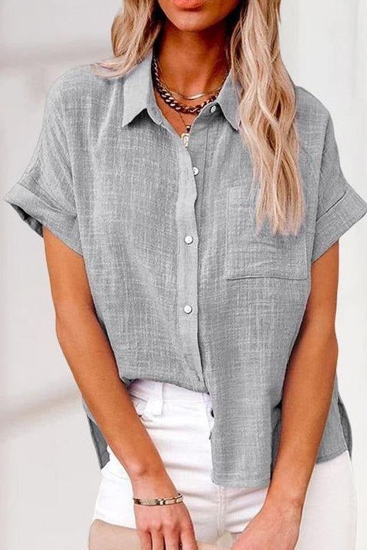Classic women's elegant button shirt, a versatile long-sleeve top for sophisticated business casual office wear.